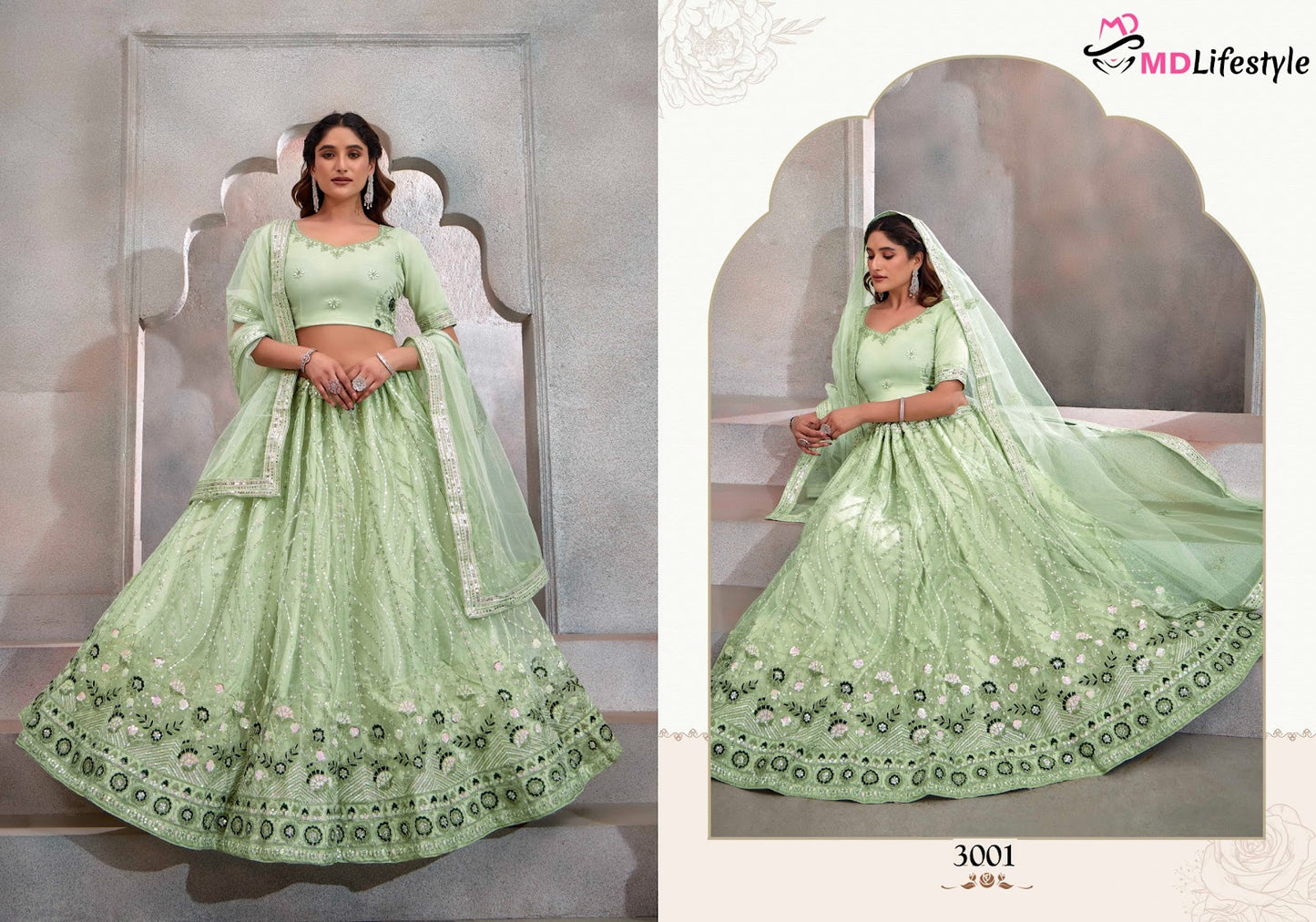 Hirwa Vol 1 Md Lifestyle Butterfly Net Lehenga Choli Manufacturer Ahmedabad