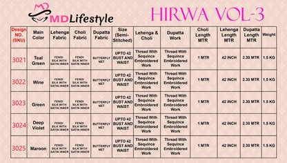 Hirwa Vol 3 Md Lifestyle Silk Lehenga Choli Supplier Ahmedabad