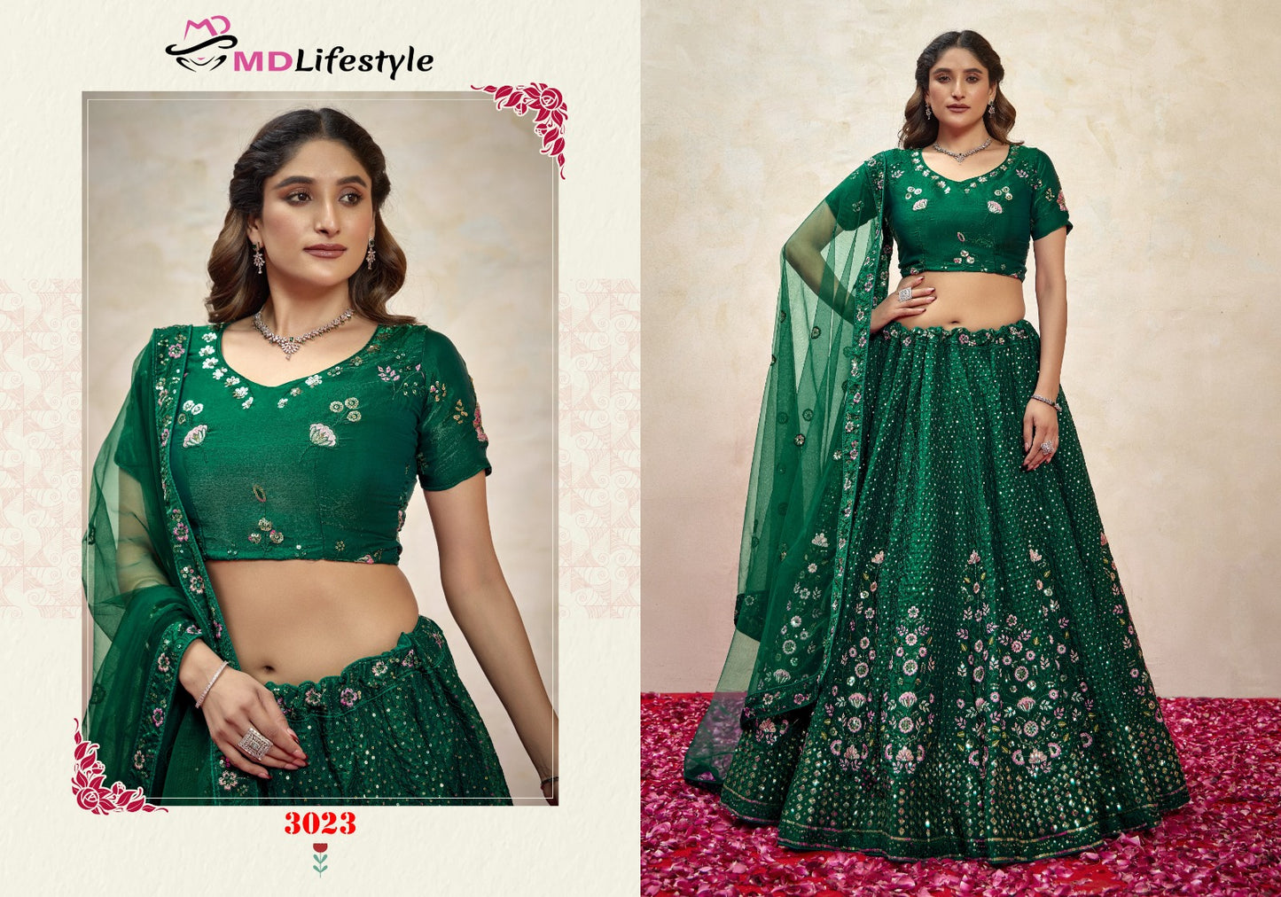 Hirwa Vol 3 Md Lifestyle Silk Lehenga Choli Supplier Ahmedabad