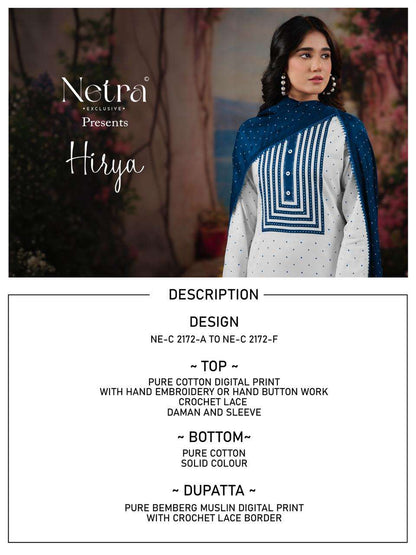 Hirya Netra Cotton Pant Style Suits Wholesale