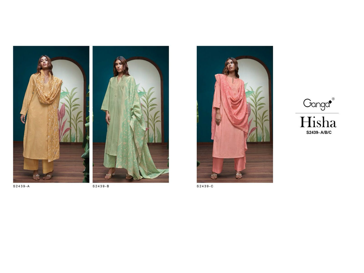 Hisha-2439 Ganga Premium Cotton Plazzo Style Suits