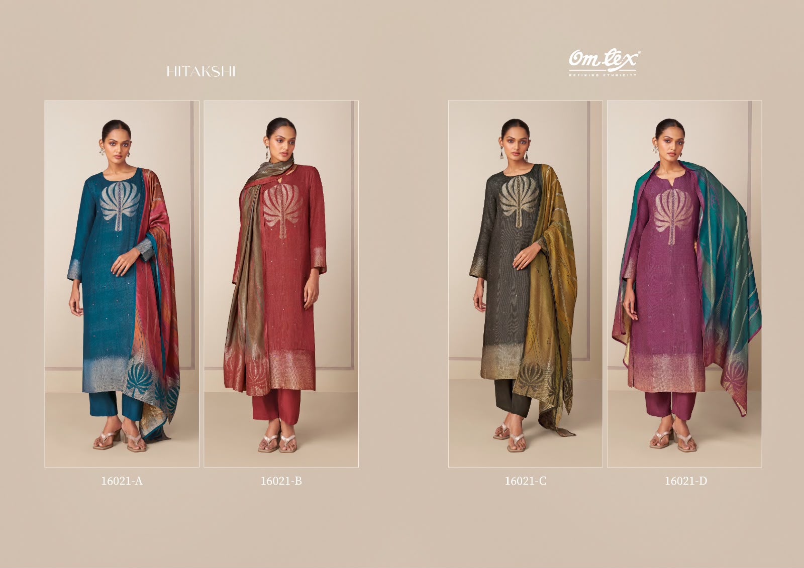 Hitakshi Omtex Silk Jacquard Pant Style Suits Manufacturer