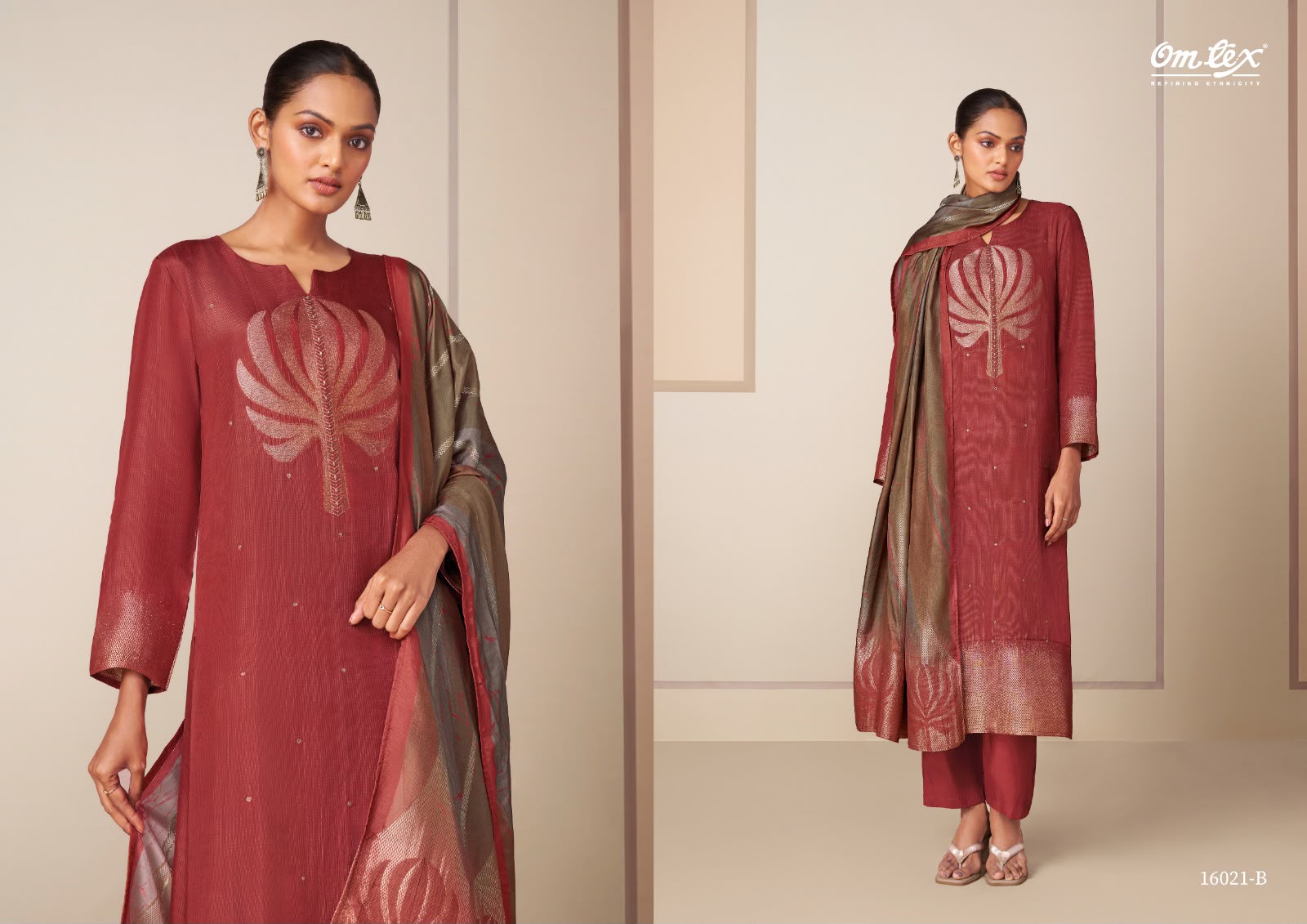 Hitakshi Omtex Silk Jacquard Pant Style Suits Manufacturer