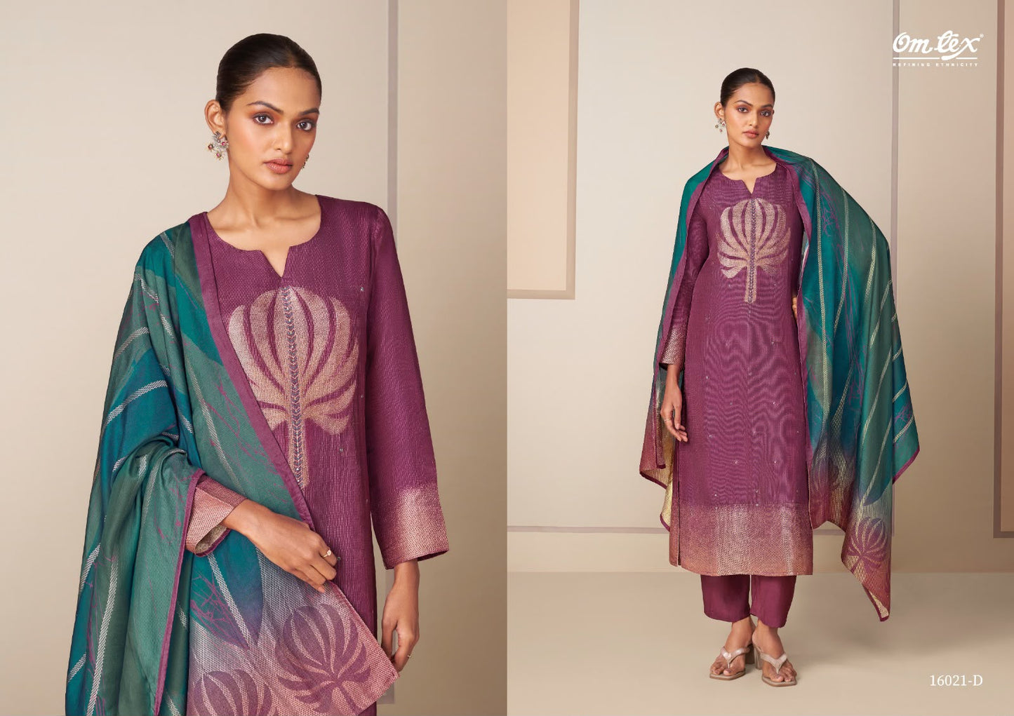 Hitakshi Omtex Silk Jacquard Pant Style Suits Manufacturer