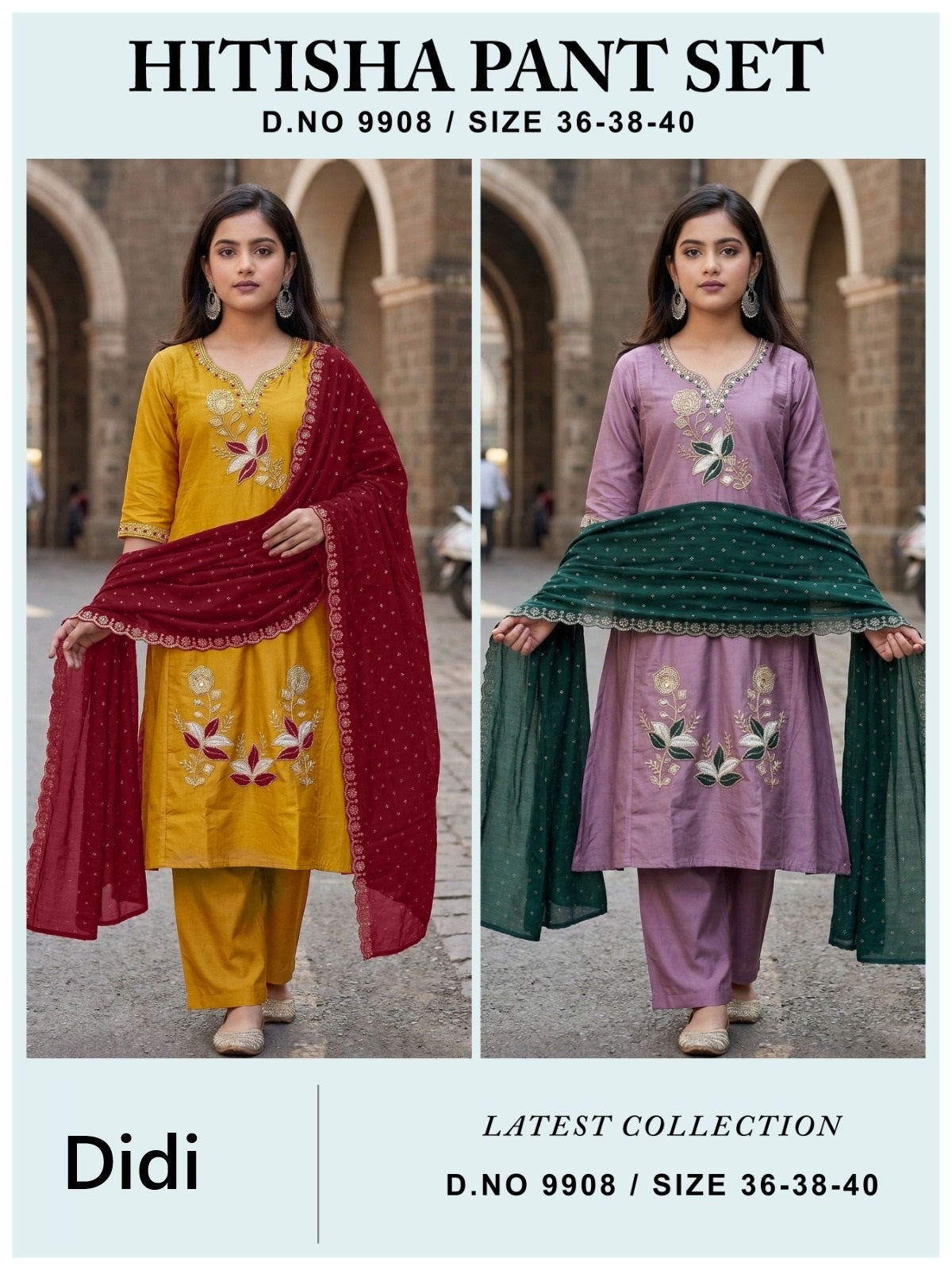 Hitisha Dn 9908 Didi Vichitra Silk Girls Readymade Pant Suits Manufacturer India