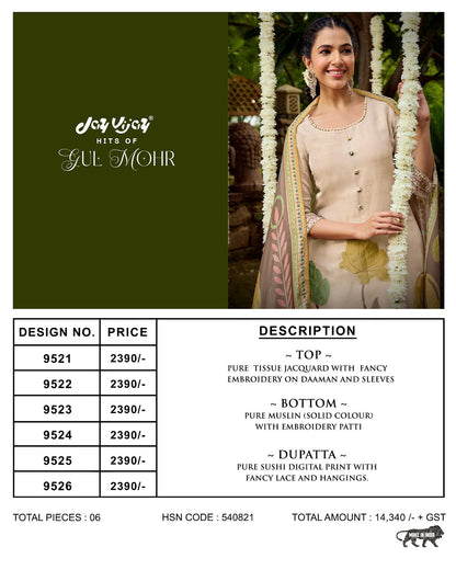 Hits Of Gul Mohr Jay Vijay Tissue Jacquard Pant Style Suits Supplier Ahmedabad
