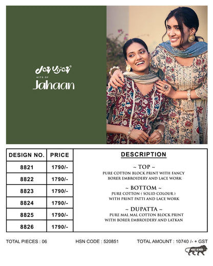 Hits Of Jahaan Jay Vijay Cotton Pant Style Suits Wholesale