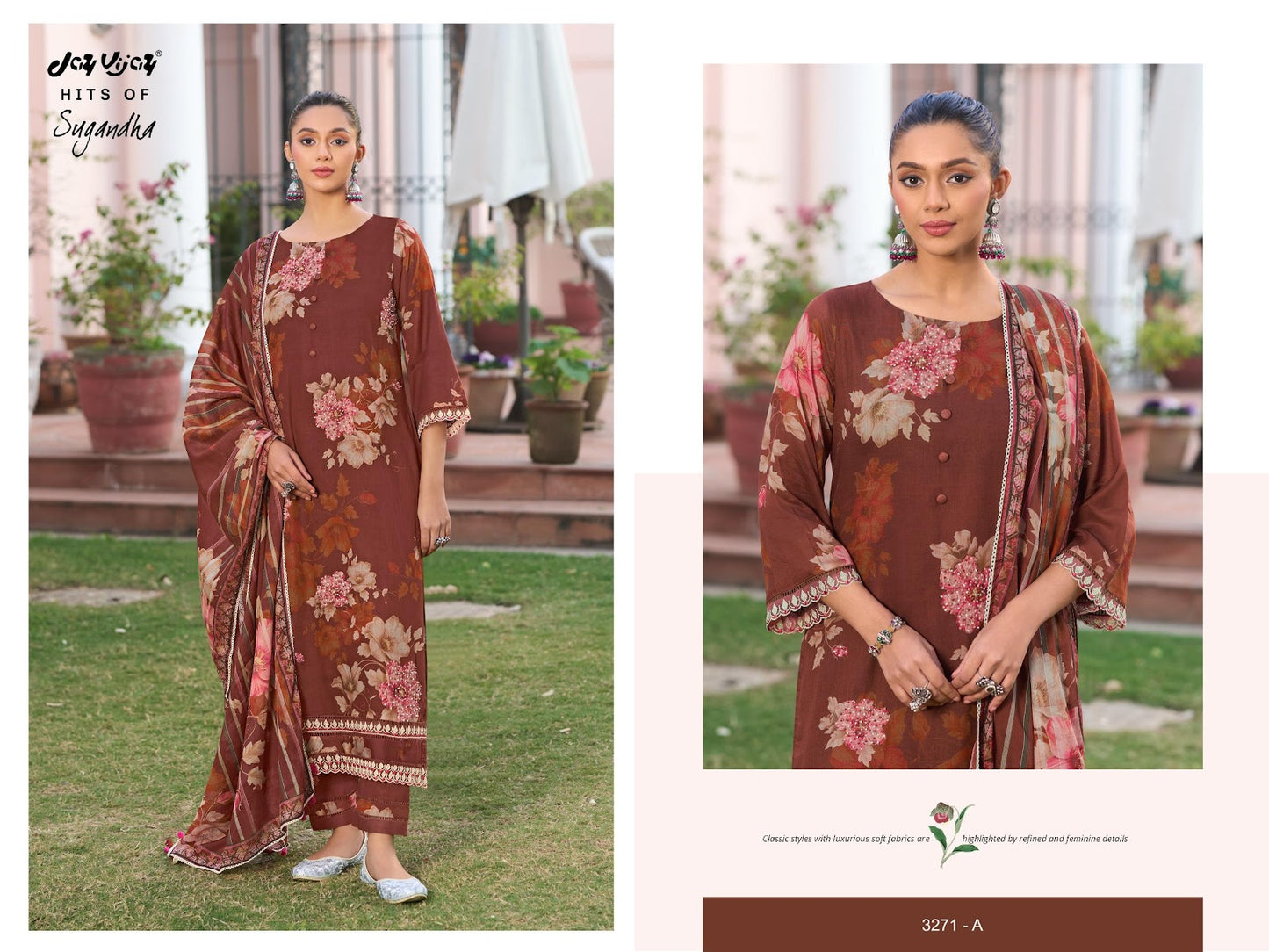 Hits Of Sugandha Jay Vijay Mal Mal Pant Style Suits Wholesaler Ahmedabad