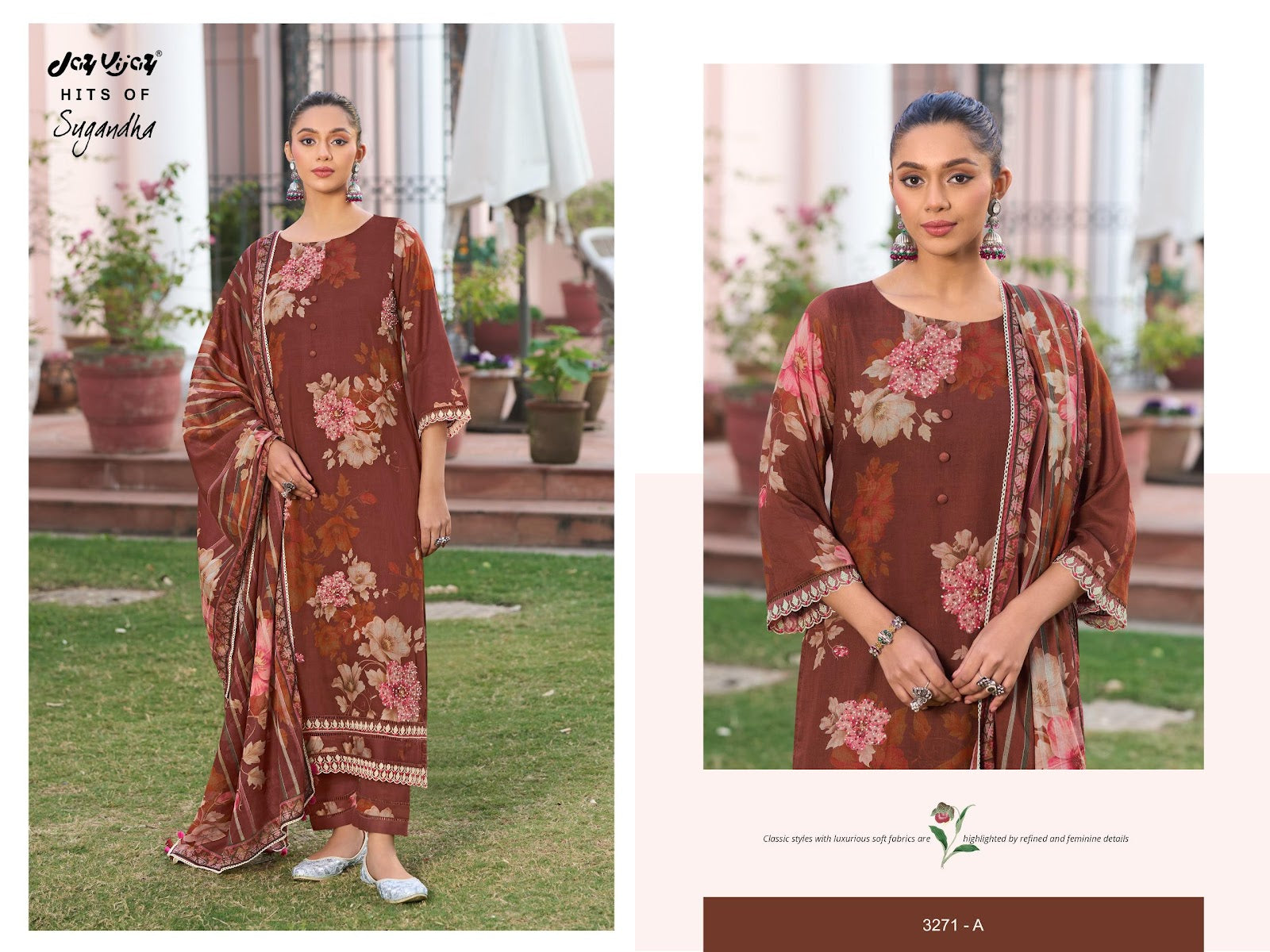 Hits Of Sugandha Jay Vijay Mal Mal Pant Style Suits Wholesaler Ahmedabad