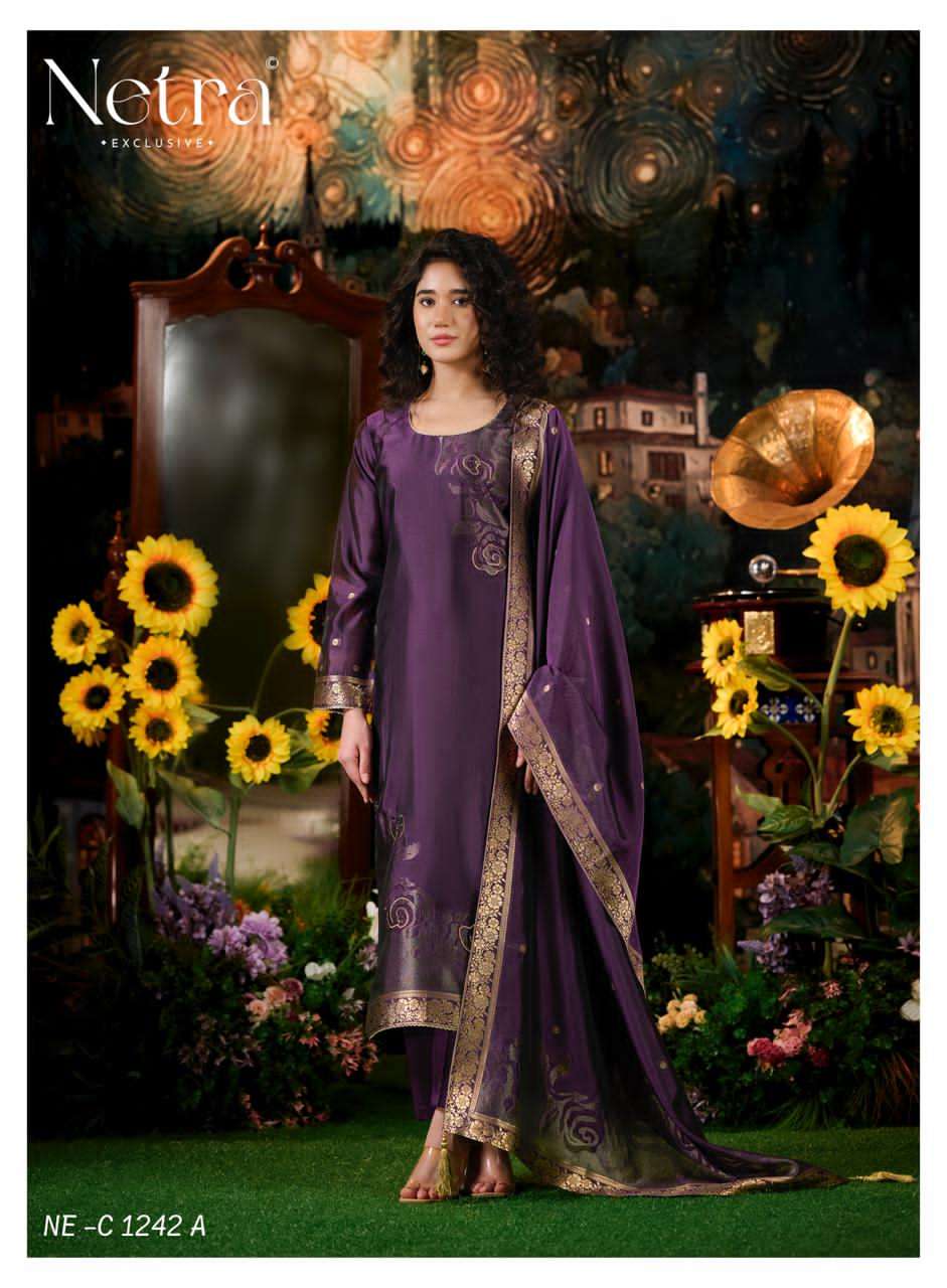 Hiva Netra Woven Silk Pant Style Suits Manufacturer India