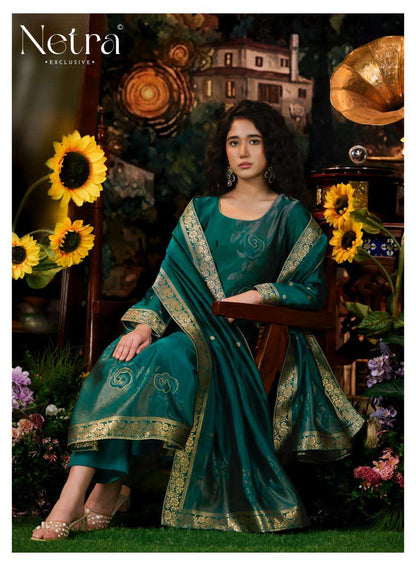 Hiva Netra Woven Silk Pant Style Suits Manufacturer India