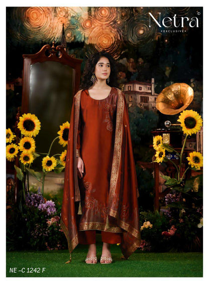 Hiva Netra Woven Silk Pant Style Suits Manufacturer India