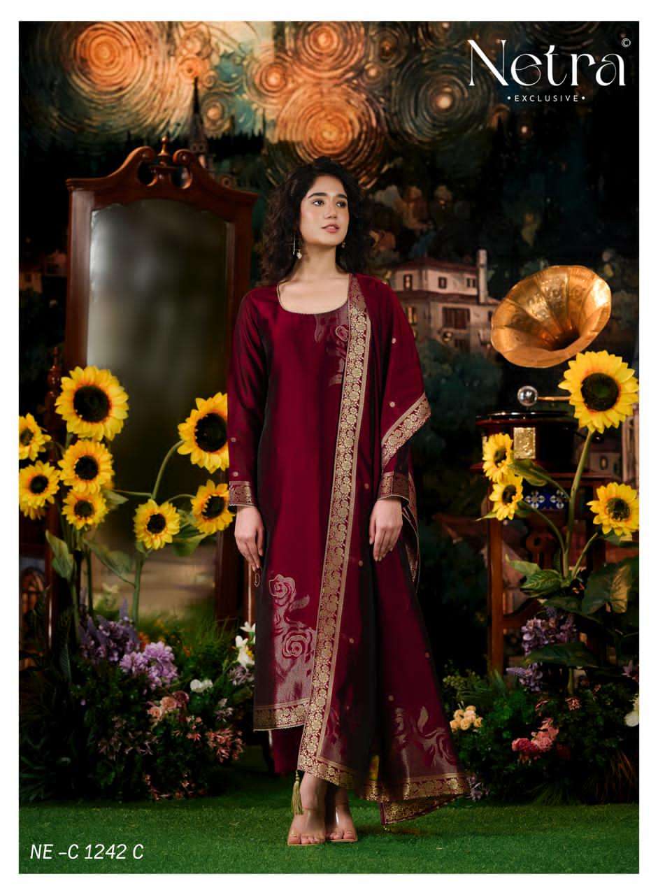 Hiva Netra Woven Silk Pant Style Suits Manufacturer India