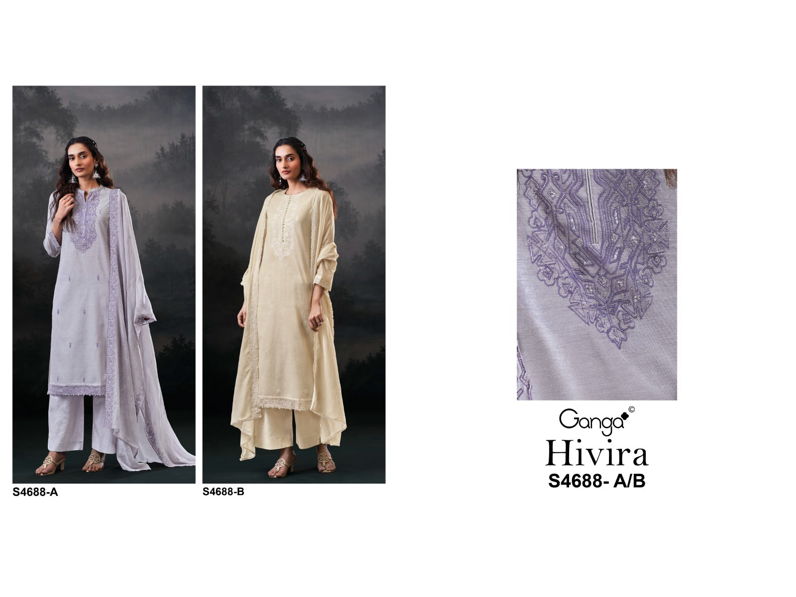 Hivira 4688 Ganga Mul Chanderi Plazzo Style Suits Supplier Ahmedabad