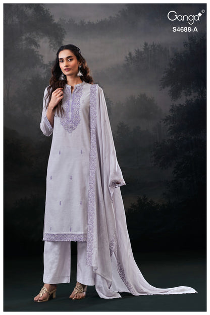 Hivira 4688 Ganga Mul Chanderi Plazzo Style Suits Supplier Ahmedabad