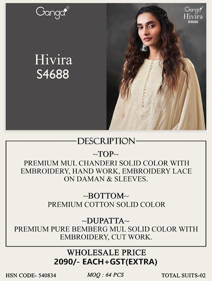 Hivira 4688 Ganga Mul Chanderi Plazzo Style Suits Supplier Ahmedabad