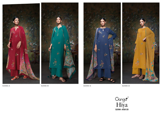 Hiya 2590 Ganga Silk Satin Plazzo Style Suits Wholesale Rate
