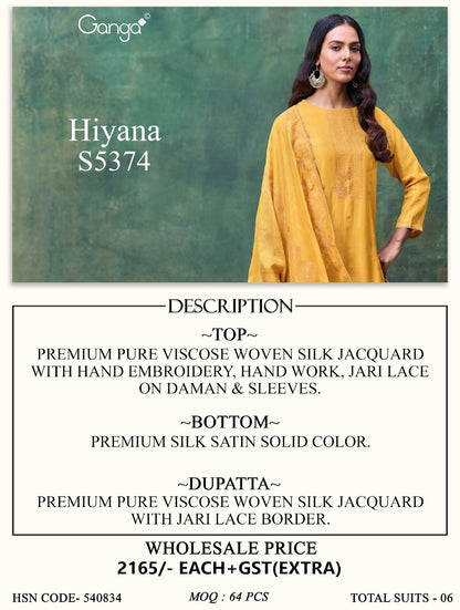 Hiyana S5374 Ganga Woven Silk Pant Style Suits Manufacturer