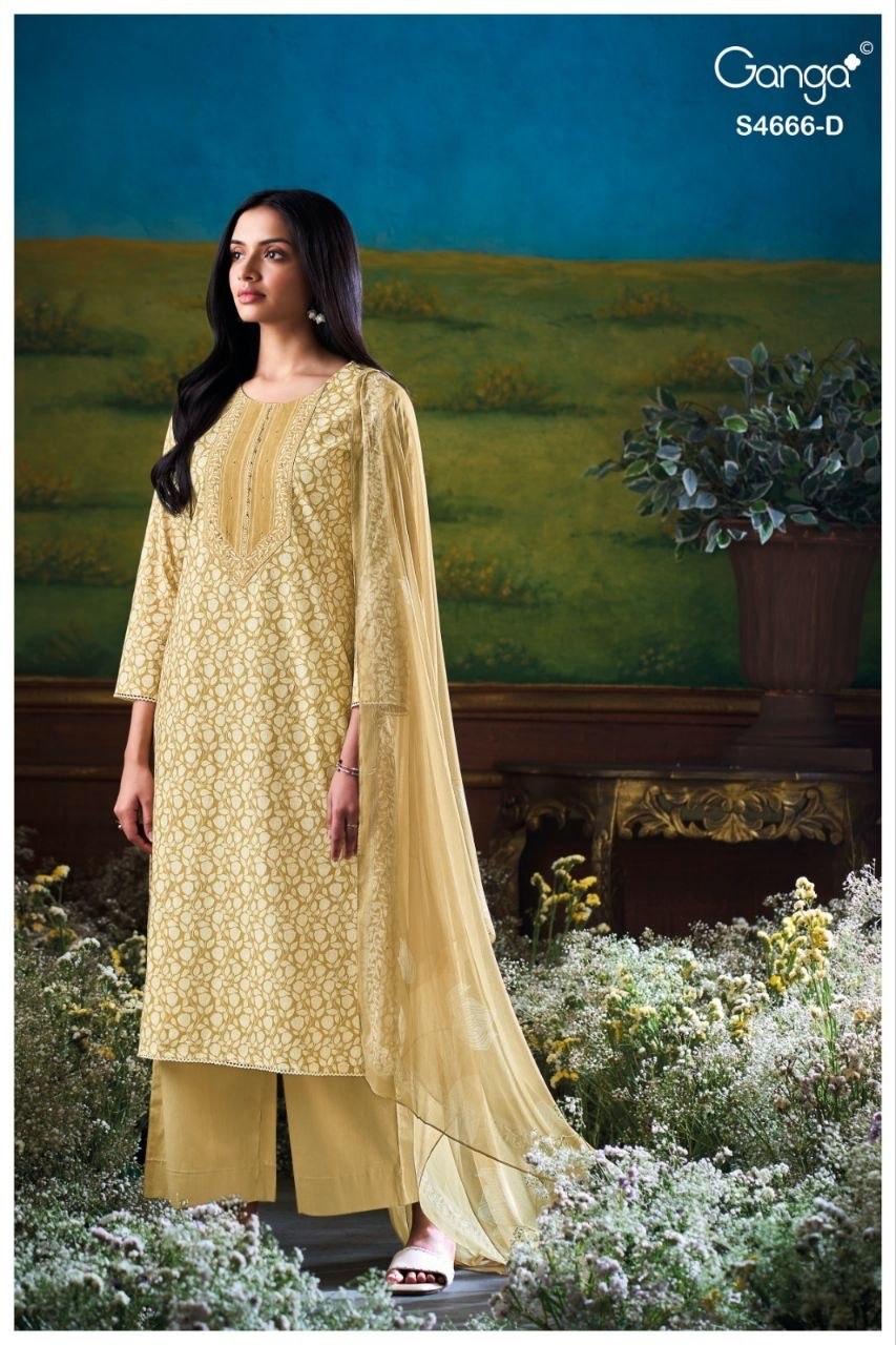 Hiyanika S4666 Ganga Cotton Plazzo Style Suits Manufacturer India