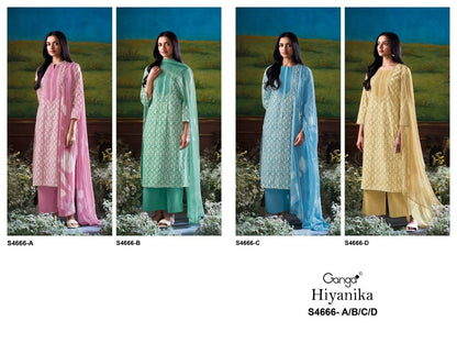 Hiyanika S4666 Ganga Cotton Plazzo Style Suits Manufacturer India