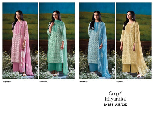 Hiyanika S4666 Ganga Cotton Plazzo Style Suits Manufacturer India
