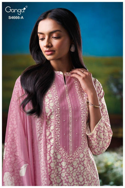 Hiyanika S4666 Ganga Cotton Plazzo Style Suits Manufacturer India