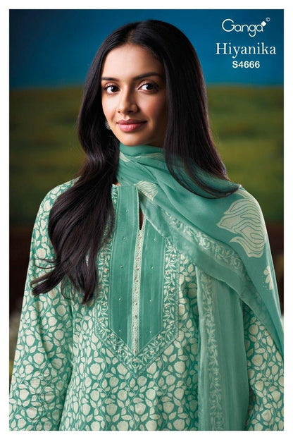 Hiyanika S4666 Ganga Cotton Plazzo Style Suits Manufacturer India