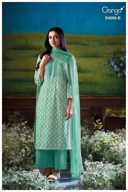 Hiyanika S4666 Ganga Cotton Plazzo Style Suits Manufacturer India