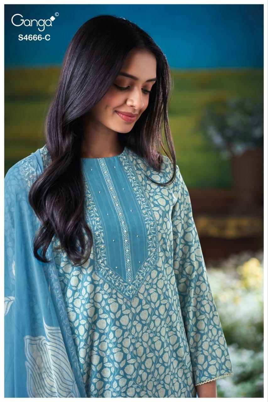 Hiyanika S4666 Ganga Cotton Plazzo Style Suits Manufacturer India