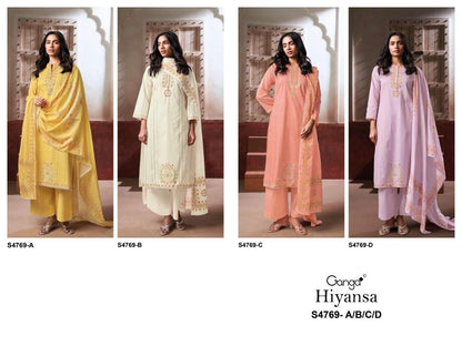Hiyansa S4769 Ganga Cotton Plazzo Style Suits Exporter Gujarat