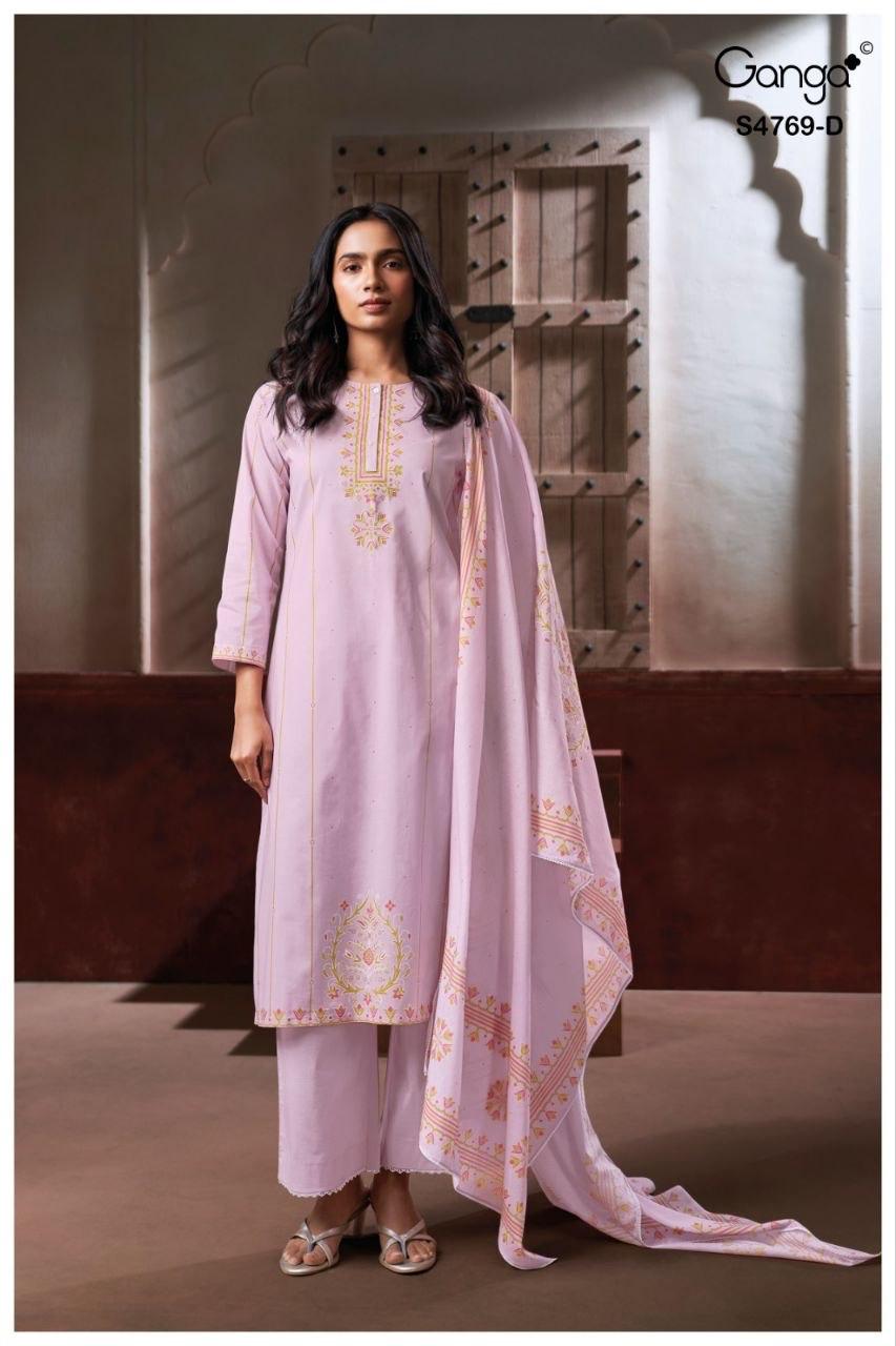 Hiyansa S4769 Ganga Cotton Plazzo Style Suits Exporter Gujarat