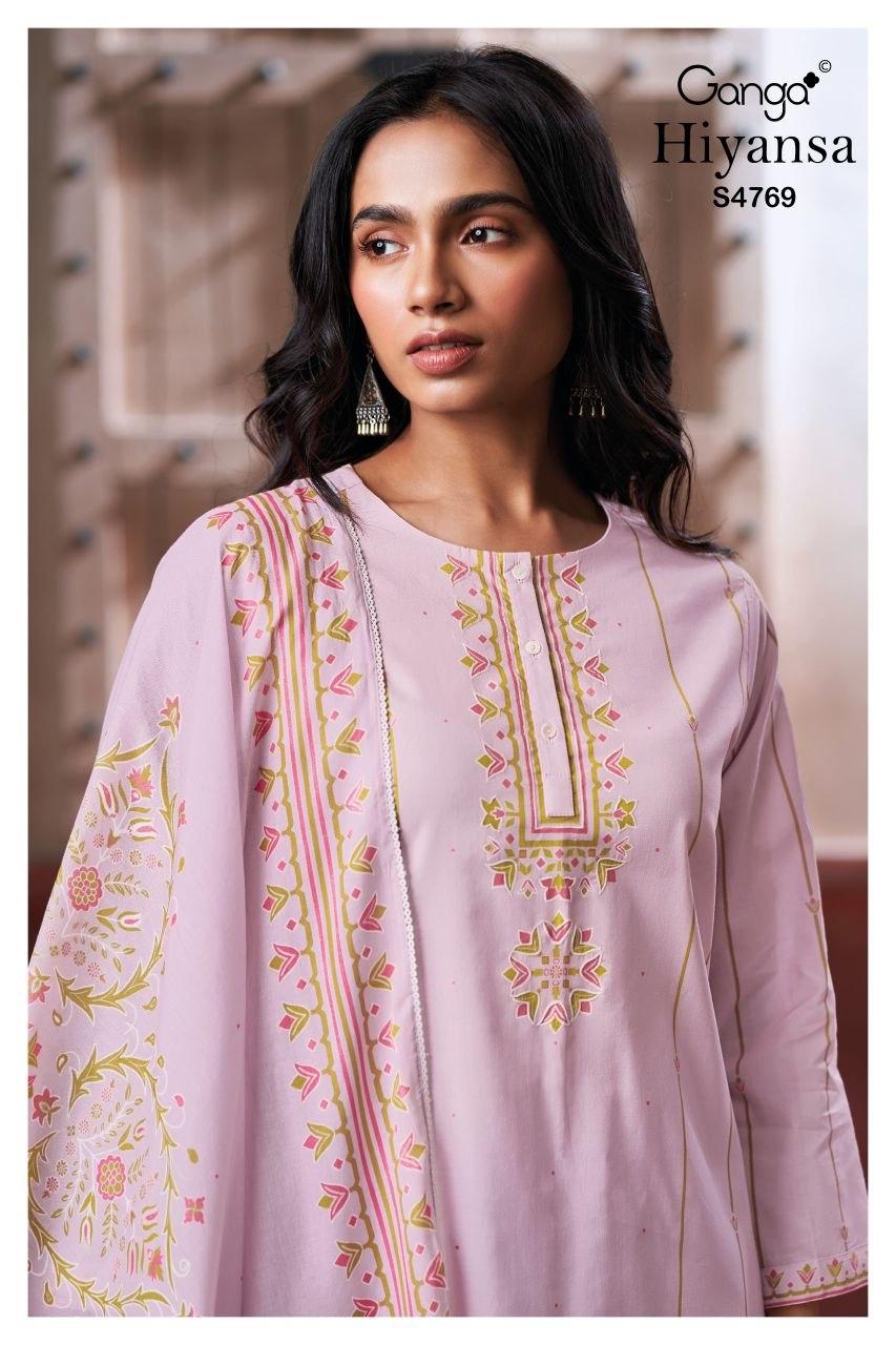 Hiyansa S4769 Ganga Cotton Plazzo Style Suits Exporter Gujarat