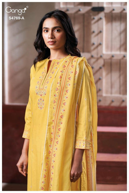 Hiyansa S4769 Ganga Cotton Plazzo Style Suits Exporter Gujarat