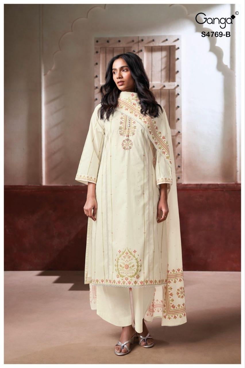 Hiyansa S4769 Ganga Cotton Plazzo Style Suits Exporter Gujarat