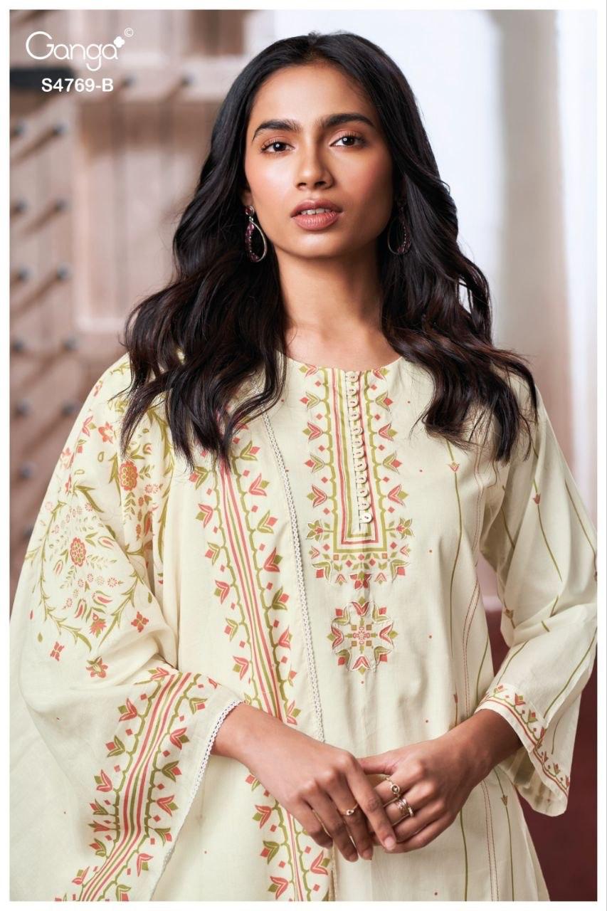 Hiyansa S4769 Ganga Cotton Plazzo Style Suits Exporter Gujarat