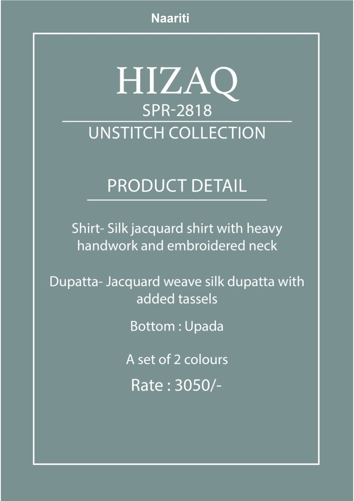 Hizaq 2818 Naariti Silk Jacquard Pant Style Suits Supplier