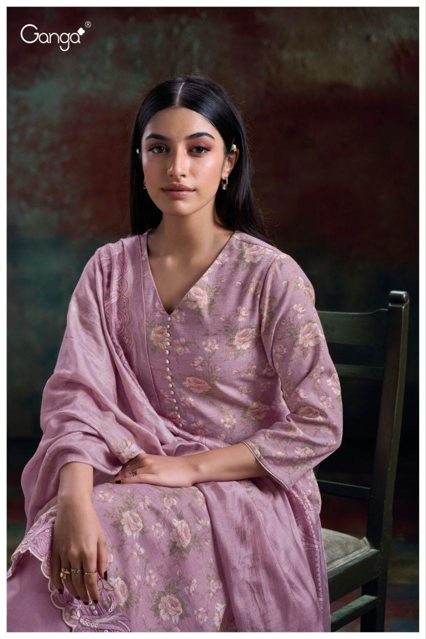 Hlaing 2869 Ganga Cotton Pant Style Suits Wholesale Rate