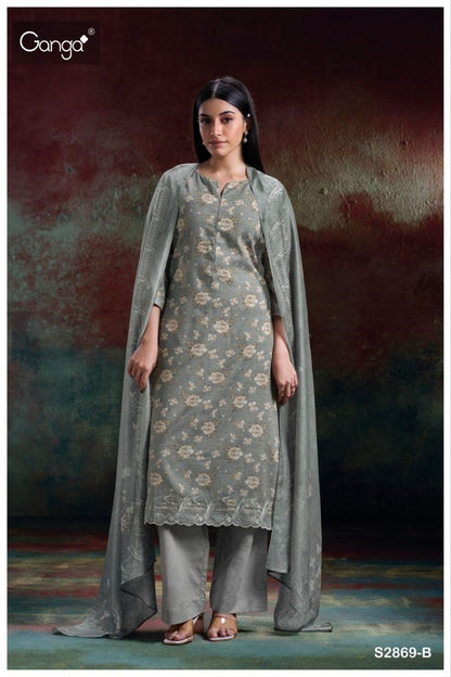 Hlaing 2869 Ganga Cotton Pant Style Suits Wholesale Rate