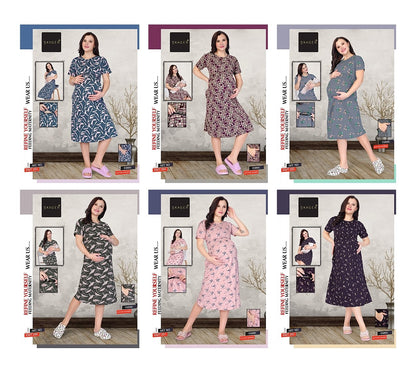 Hmt Vol 2 Maternity Short Skager Cotton Feeding Night Gown Wholesale Rate