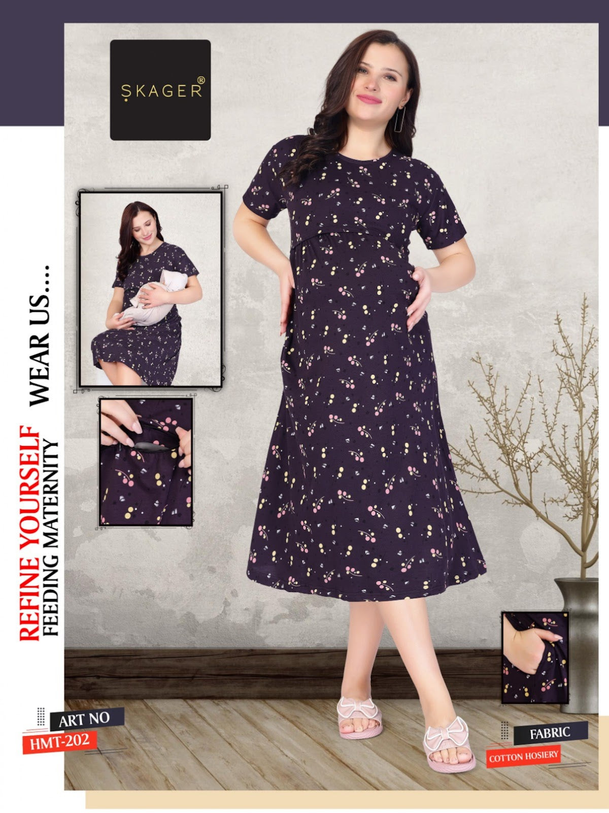 Hmt Vol 2 Maternity Short Skager Cotton Feeding Night Gown Wholesale Rate