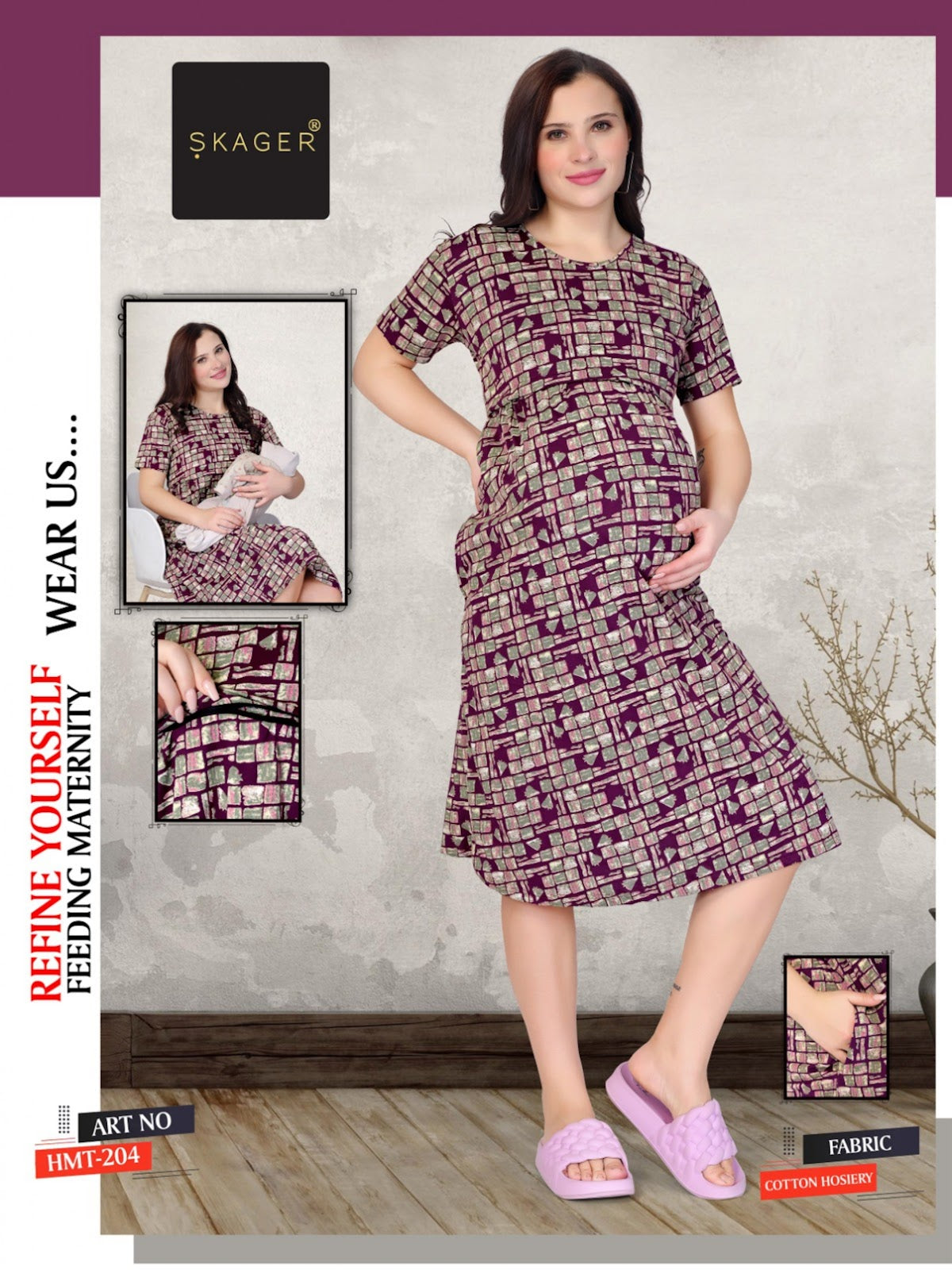Hmt Vol 2 Maternity Short Skager Cotton Feeding Night Gown Wholesale Rate