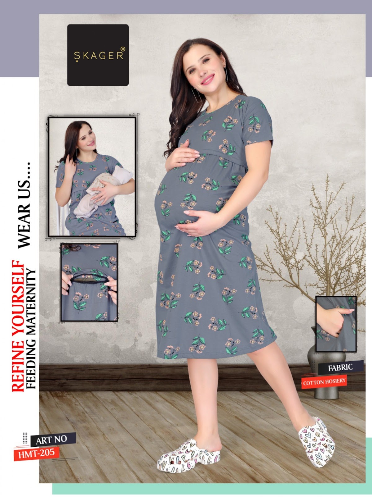 Hmt Vol 2 Maternity Short Skager Cotton Feeding Night Gown Wholesale Rate