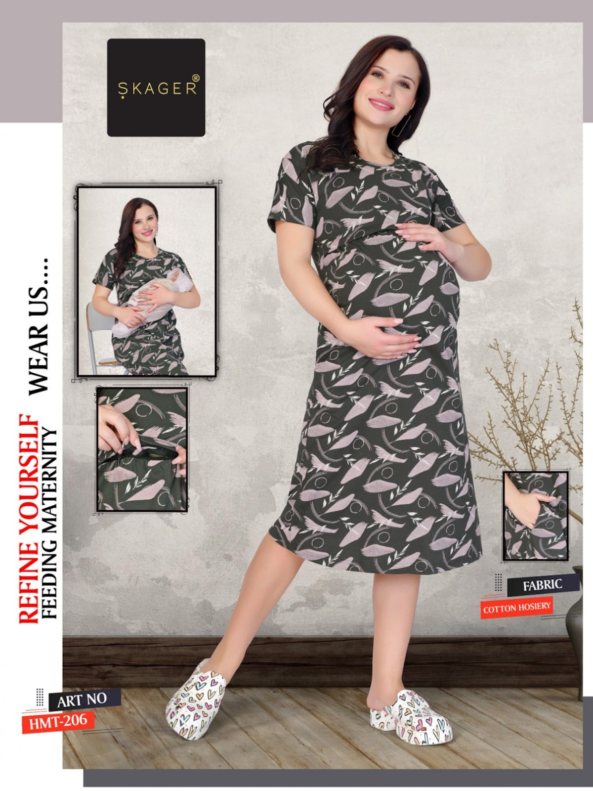 Hmt Vol 2 Maternity Short Skager Cotton Feeding Night Gown Wholesale Rate