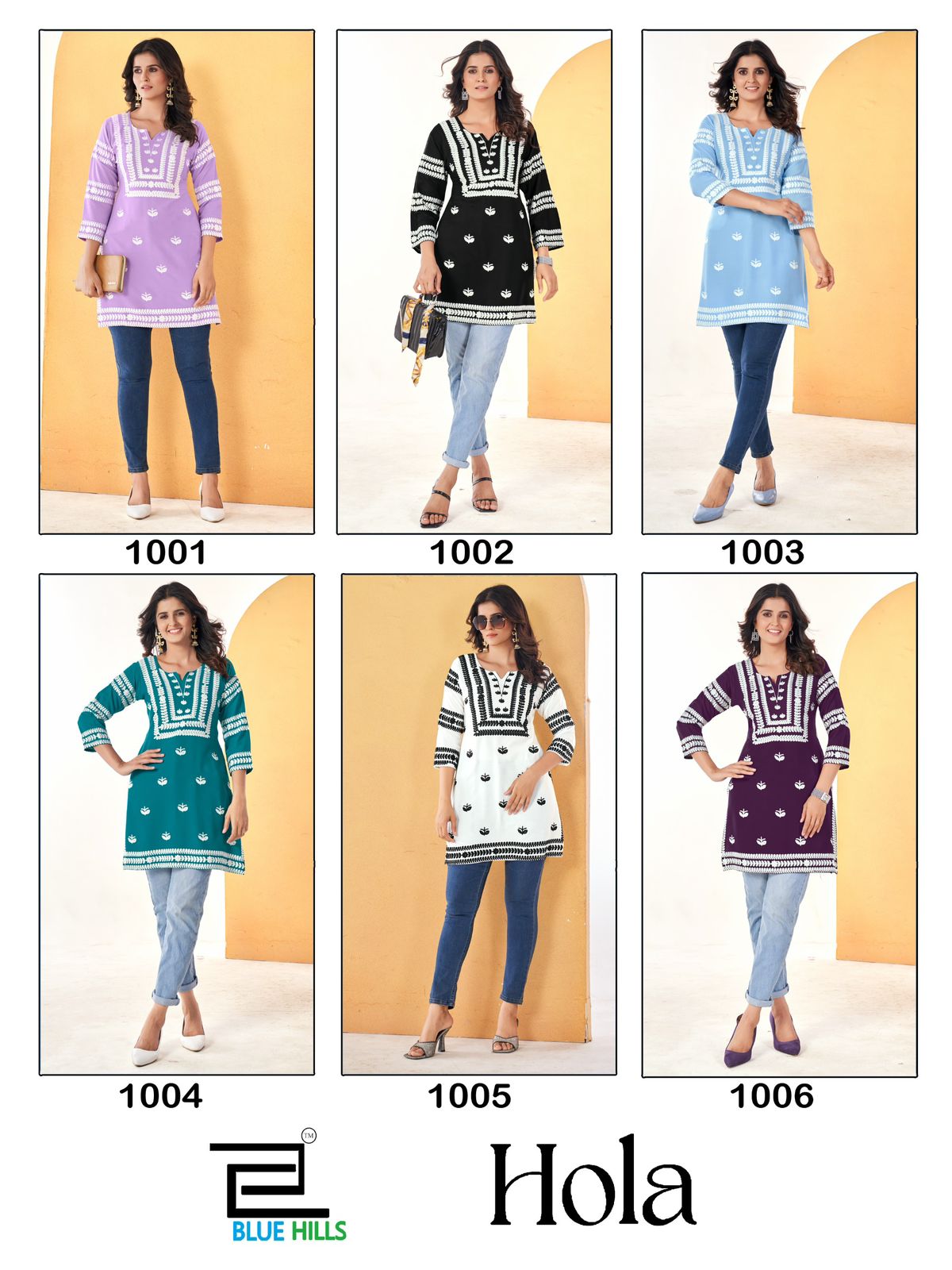 Hola Blue Hills Rayon 14Kg Short Kurtis Wholesale
