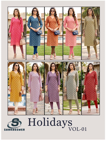Holidays Vol 1 Sankheswer Knee Length Kurtis Manufacturer