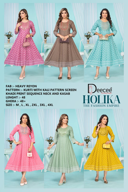 Holika Deecee Rayon 14Kg Anarkali Kurtis Exporter Ahmedabad