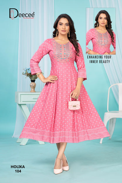 Holika Deecee Rayon 14Kg Anarkali Kurtis Exporter Ahmedabad