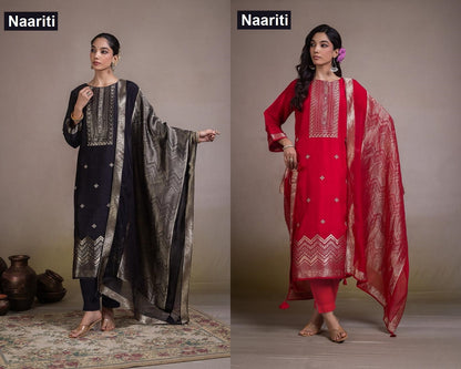 Homi 2786 Naariti Silk Jacquard Pant Style Suits Manufacturer Ahmedabad