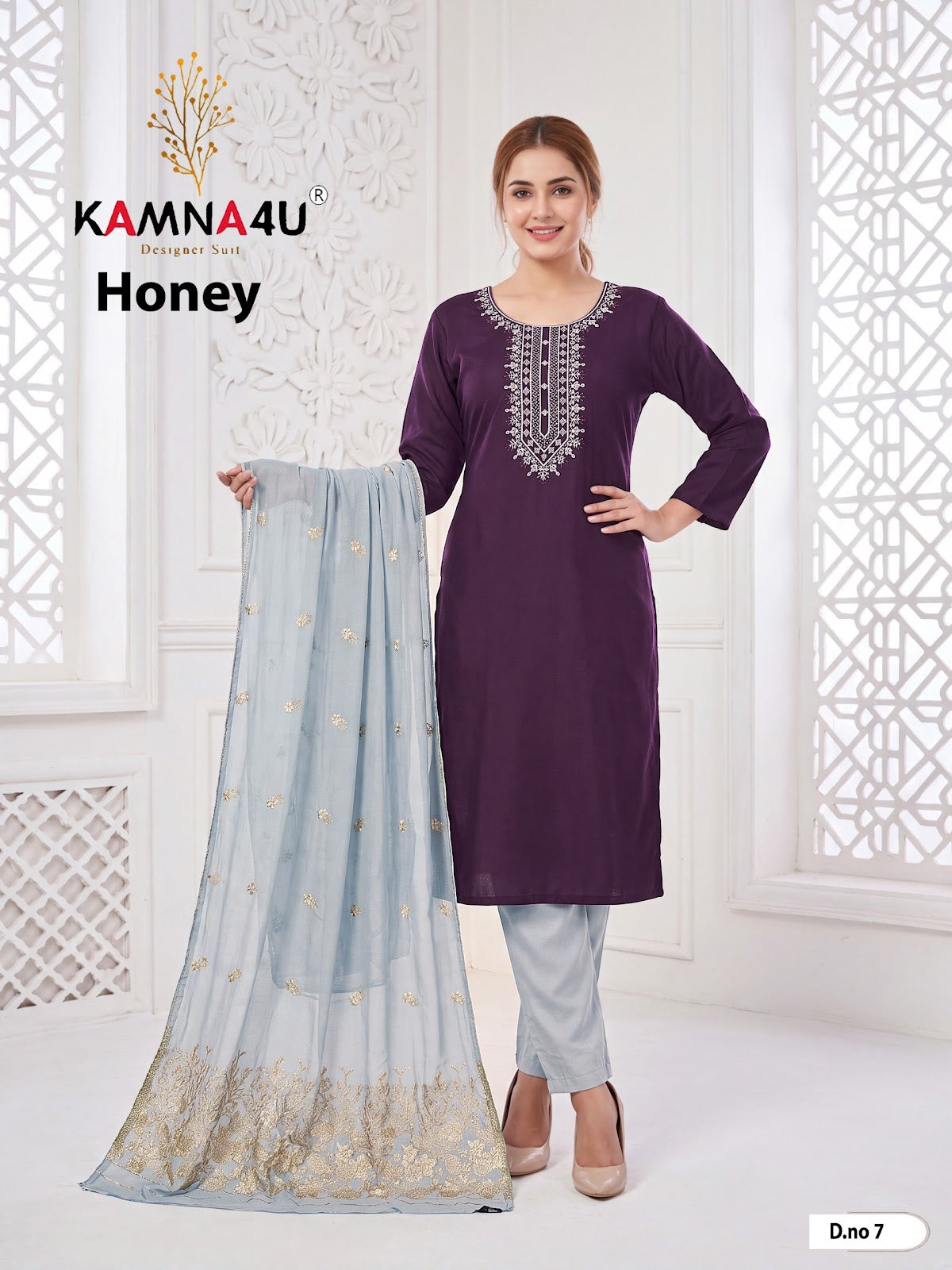 Honey Kamna4U Roman Readymade Pant Style Suits Wholesale Price