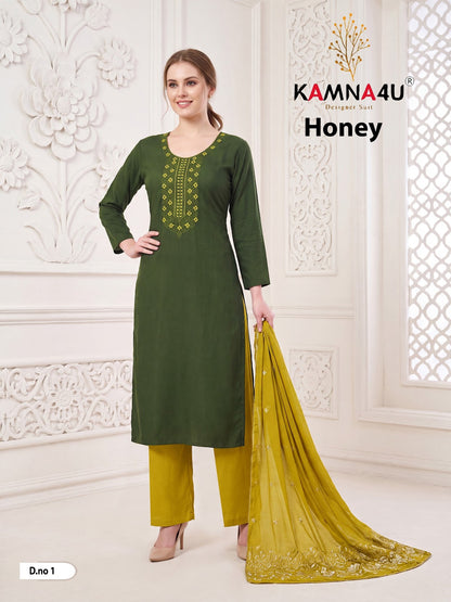 Honey Kamna4U Roman Readymade Pant Style Suits Wholesale Price